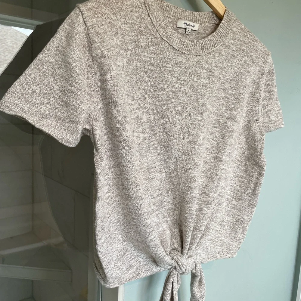 Madewell Tie Front Short Sleeve Sweater M - Picture 7 of 9